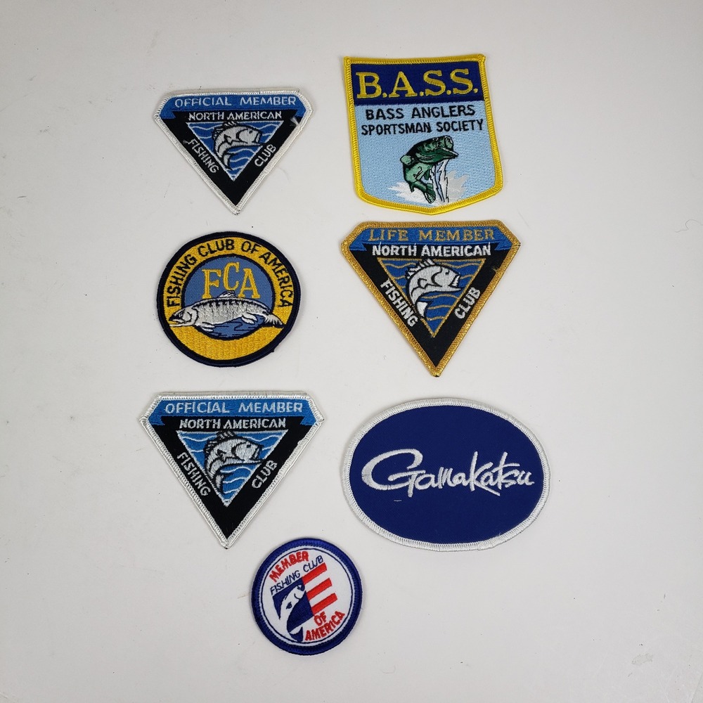 Vintage Fishing Patch Lot B.A.S.S. Gamakatsu North American Fishing Club 7pc